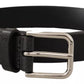 Dolce & Gabbana Calf Leather Silver Tone Black Metal Buckle Belt