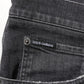Dolce & Gabbana Black Cotton Slim Fit Distressed Ripped Logo Jeans