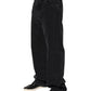 Dolce & Gabbana Black Denim Wide Leg Relaxed Fit Pants Jeans