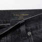 Dolce & Gabbana Black Denim Wide Leg Relaxed Fit Pants Jeans