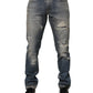 Dolce & Gabbana Blue Distressed Denim Slim Fit Pants Jeans
