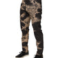 Dolce & Gabbana Beige Black Corduroy Tie-Dye Cotton Blend Pants