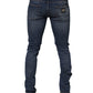 Dolce & Gabbana Blue Cotton Logo Plaque Skinny Men Denim Jeans