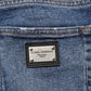 Dolce & Gabbana Blue Cotton Logo Plaque Skinny Men Denim Jeans