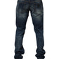 Dolce & Gabbana Dark Blue Washed Cotton Skinny Men Denim Jeans