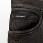 Dolce & Gabbana Dark Brown Tattered Cotton Skinny Denim Jeans