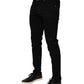 Dolce & Gabbana Black Cotton Blend Skinny Men Trouser Pants