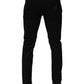 Dolce & Gabbana Black Cotton Blend Skinny Men Trouser Pants