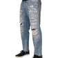 Dolce & Gabbana Blue Distressed Ripped Denim Pants Jeans