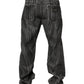 Dolce & Gabbana Black Grey Graphic Print Denim Pants Jeans