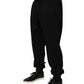 Dolce & Gabbana Black Cotton Drawstring Logo Sweatpants Pants