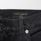 Dolce & Gabbana Black Cotton Logo Men Mid Waist Denim Jeans