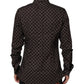 Dolce & Gabbana BrownFloral Collared GOLD Formal Dress Shirt