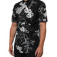 Dolce & Gabbana Black Floral Collared GOLD Casual Polo Shirt