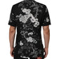 Dolce & Gabbana Black Floral Collared GOLD Casual Polo Shirt