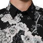 Dolce & Gabbana Black Floral Collared GOLD Casual Polo Shirt