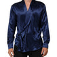 Dolce & Gabbana Blue Oversize Silk Satin Long Sleeves Shirt