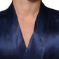 Dolce & Gabbana Blue Oversize Silk Satin Long Sleeves Shirt