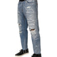 Dolce & Gabbana Blue Distressed Ripped Denim Trouser Jeans