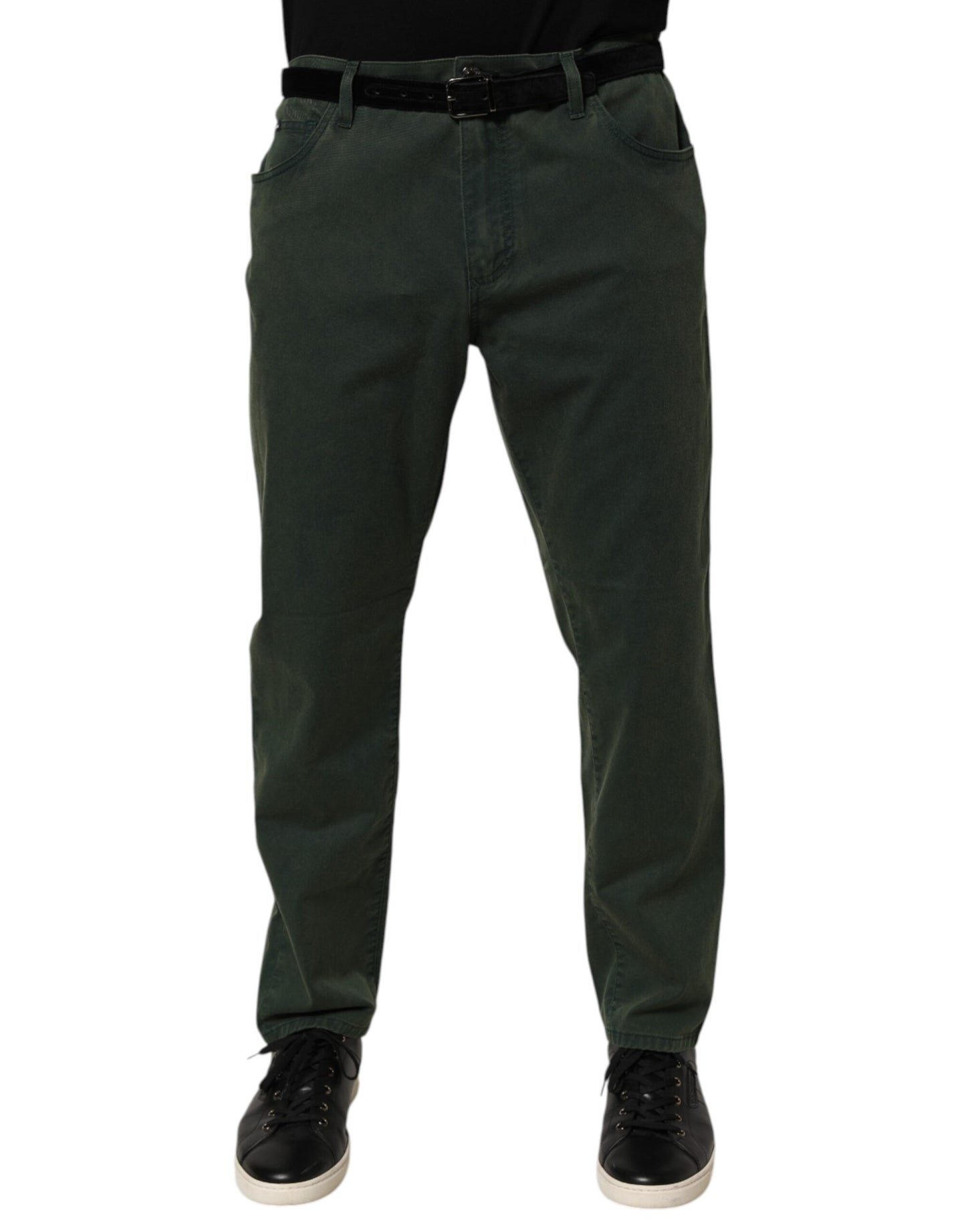 Dolce & Gabbana Dark Green Cotton Stretch Loose Denim Jeans