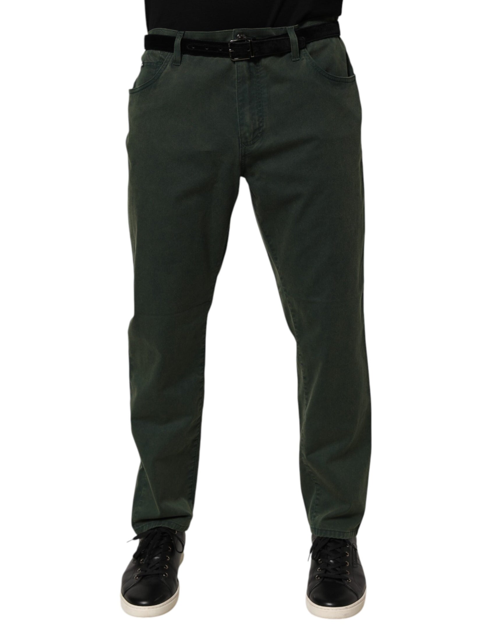 Dolce & Gabbana Dark Green Cotton Stretch Loose Denim Jeans