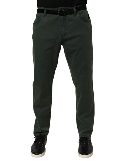 Dolce & Gabbana Dark Green Cotton Stretch Loose Denim Jeans