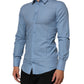 Dolce & Gabbana Blue Cotton Collared GOLD Formal Dress Shirt