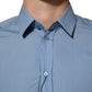 Dolce & Gabbana Blue Cotton Collared GOLD Formal Dress Shirt