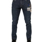 Dolce & Gabbana Blue Rabbit Embroidery Slim Men Denim Jeans