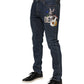 Dolce & Gabbana Blue Rabbit Embroidery Slim Men Denim Jeans