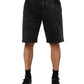 Dolce & Gabbana Black Cotton Mid Waist Denim Men Bermuda Short