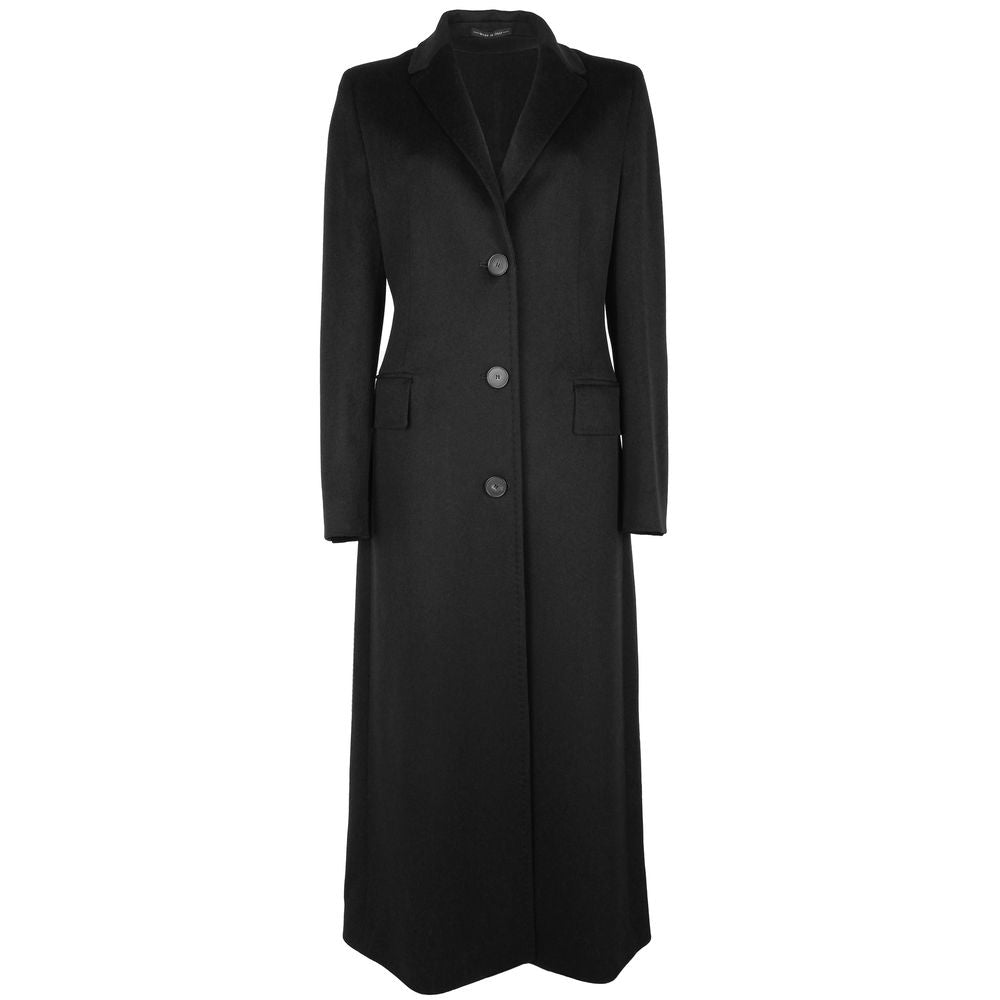Made in Italy Black Wool Women Coat