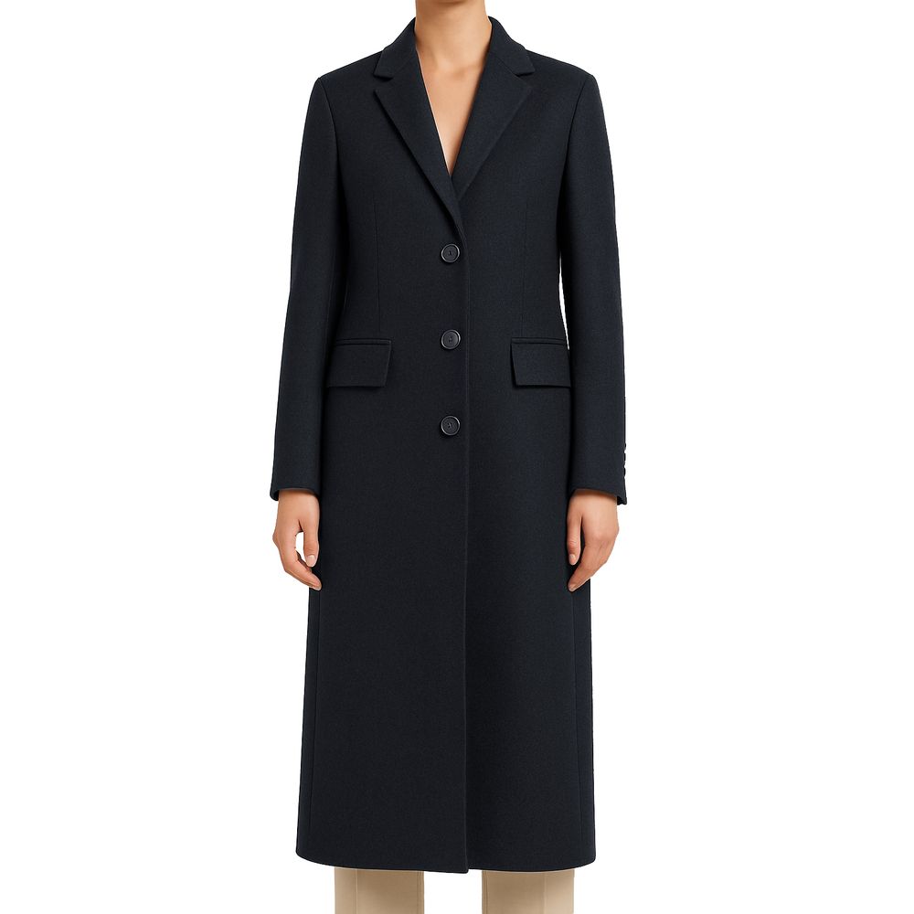Made in Italy Black Wool Women Coat