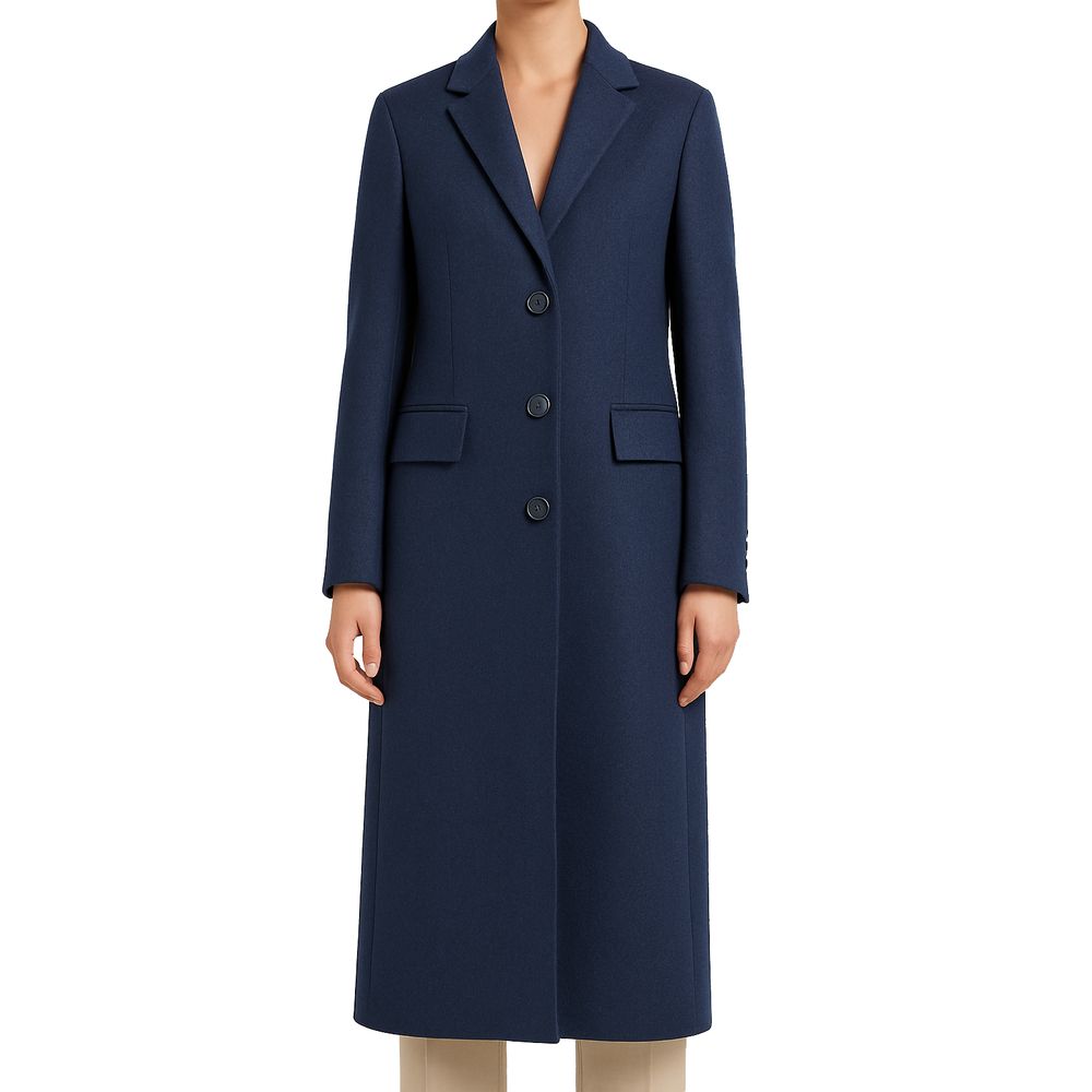 Made in Italy Blue Wool Women Coat