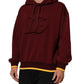 Dolce & Gabbana Maroon Embossed Logo Hooded Sweatshirt Sweater