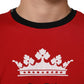 Dolce & Gabbana Red Logo Crown Cotton Short Sleeves T-shirt