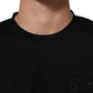 Dolce & Gabbana Black Logo Patch Cotton Men Crew Neck T-shirt