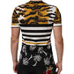 Dolce & Gabbana Multicolor Leopard Palm Leaf Men Crew Neck T-shirt