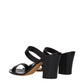 The Row Black Leather Stiletto Heel Sandals