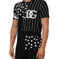 Dolce & Gabbana Black Cotton Polka Dots Round Neck T-shirt