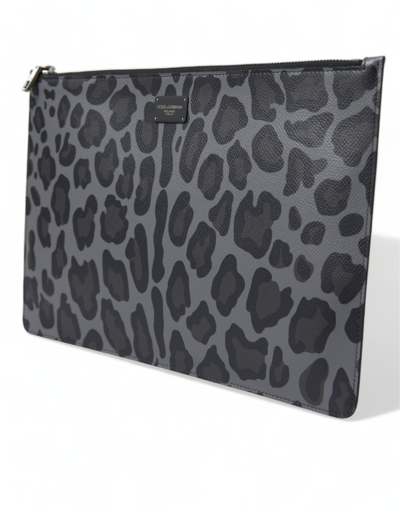 Dolce & Gabbana Multicolor Leopard Jacquard Logo Plaque Document Briefcase Bag