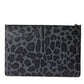 Dolce & Gabbana Multicolor Leopard Jacquard Logo Plaque Document Briefcase Bag