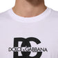 Dolce & Gabbana White Logo Print Cotton Crew Neck Men T-shirt
