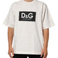 Dolce & Gabbana White Logo Print Cotton Crew Neck Men T-shirt