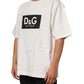 Dolce & Gabbana White Logo Print Cotton Crew Neck Men T-shirt