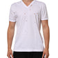 Dolce & Gabbana White Distressed Cotton V Neck Men T-shirt