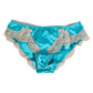 Dolce & Gabbana Blue Silk Satin Floral Lace Trim New Slip Underwear