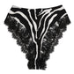 Dolce & Gabbana Black Silk Zebra Print Lace High Waist Underwear