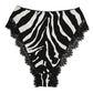 Dolce & Gabbana Black Silk Zebra Print Lace High Waist Underwear