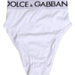 Dolce & Gabbana White Cotton Stretch High Waist Panty Underwear